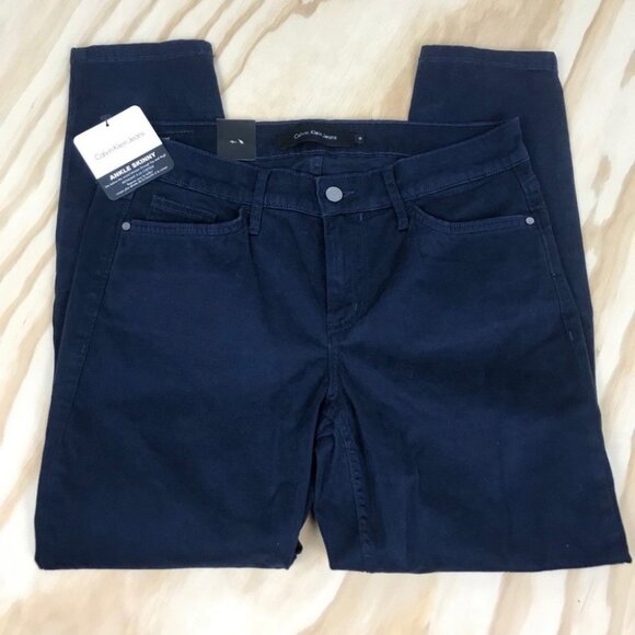Calvin Klein Jeans Navy Bleu Straight Leg Cropped Ankle women Size 8 D31 - Picture 4 of 14